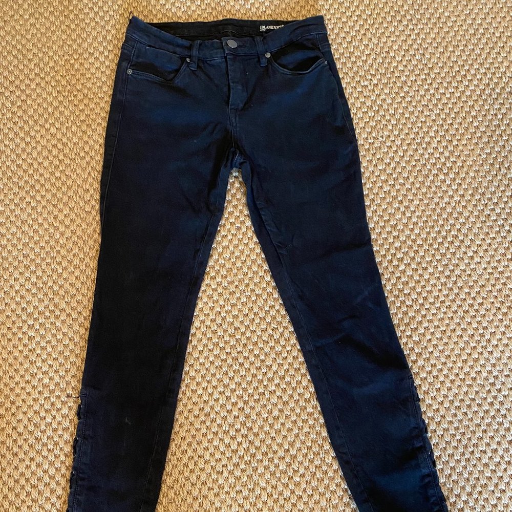 BLANKNYC Jeans with Ankle Zipper and X Detailing